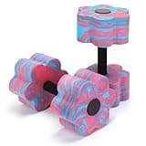 Aquatic Exercise Dumbbells, 2PCS Aqua Fitness Barbells, Flowers High-Density EVA-Foam Water Workouts, Pool Weights Dumbbells Set for Water Exercise, Aerobics Weight Loss, Pool Fitness (Pink+Blue)