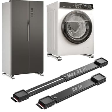 Appliance Rollers Heavy Duty 20-32in New Generation Extendable Appliance Rollers Anti Slip Mobile Washing Machine Base Easily Move Dryers, Refrigerators, Furniture (Black-Upgrade wheel)