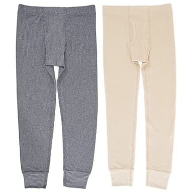 Fruit of The Loom Premium Boy's 2-Pack Thermal Waffle Bottom, Heather Greystone/Natural, 10-12