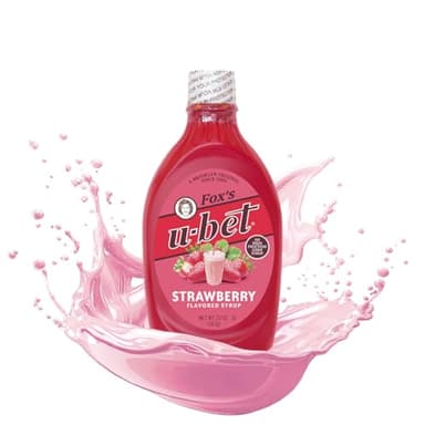 FOX’S U-BET Syrup Bottle – Brooklyn Original Since 1900, Thick, No High Fructose Corn Syrup, Kosher Certified, Fat Free, For Egg Creams, Coffee, Milkshakes & Desserts, 20 oz (1-Pack, Strawberry)