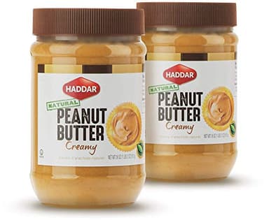 Haddar, 100% Pure & Natural Creamy Peanut Butter, 18oz Jar (2 Pack), 100% Peanunts | Just one Ingredient | Unsalted | Non GMO | No Added Sugar or Palm Oil | Certified Kosher