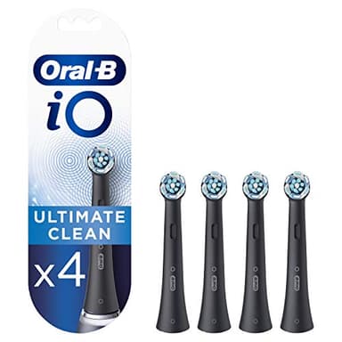 Oral-B iO Ultimate Clean Electric Toothbrush Head, Twisted & Angled Bristles for Deeper Plaque Removal, Pack of 4, Suitable for Mailbox, Black