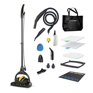 Euroflex Vapour Plus Steam Mop 18-Piece Set with Precision Floor Care Kit; Consumer Reports Recommended; 295°F & 50 PSI; Kills 99.9% Bacteria & Viruses incl. Influenza (H1N1); 5 Year Warranty