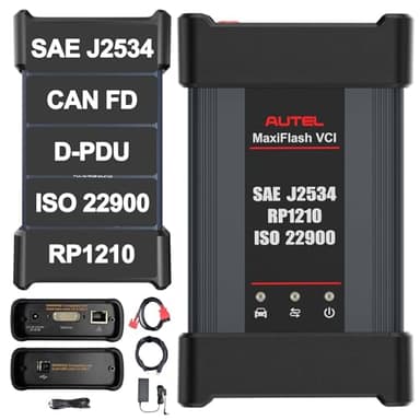 Autel MaxiFlash VCI Kit, J2534 Pass-Thru Programming Device, Compatible with MS909/MS909EV/MS909CV/Ultra Lite/Elite II Pro, Supports CAN FD, DoIP, RP1210, ECU Coding & BMW Benz Programming