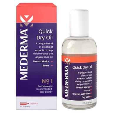Mederma Quick Dry Oil - Scar and Stretch Mark Treatment, Improves Appearance with Natural Botanical Extracts, Paraben-Free, Fast-Absorbing, Hydrates Dry Skin, Reduces Uneven Skin Tone, 2.02 Oz (60ml)