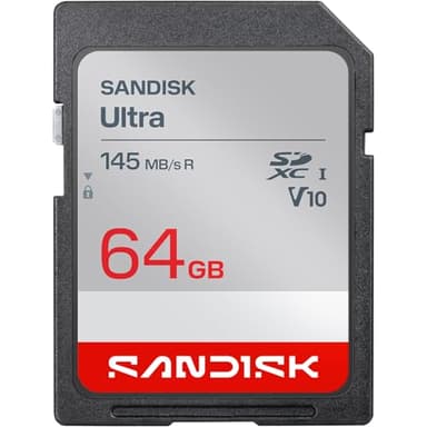 SANDISK 64GB Ultra SDHC UHS-I Card and SDXC UHS-I Card - Up to 145MB/s Read Speed, Full HD Video, V10, U1, C10 - SDSDUVQ-064G-GN6IN