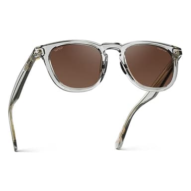 WearMe Pro WMP Eyewear – Men’s Polarized Sport & Golf Sunglasses: Round Frame, Anti-Reflective Lenses, Non-Slip Nose Pads, Lightweight (Crystal Ice Grey/Brown Lens)