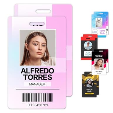 Custom ID Card Personalized Identification Name Plastic Tag Customized Photo Badge Card for Office Worker Medical Nurse Student (Vertical - Style 5)