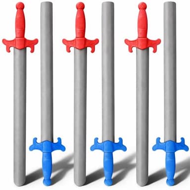 Liberty Imports 6 PCS Giant Foam Swords, Large 1:1 Scale Strong Toy Weapons, Kids Medieval Warrior Knights Pretend Play Safe Fighting Set - Red vs Blue (30 Inches)