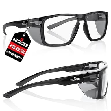 NoCry ANSI Z87.1 Safety Glasses with Readers 2.0 with Anti Fog & Anti Scratch Coating — Full Lens Safety Reading Glasses for Men & Women — Protective Eyewear with Side Shields and 100% UV Protection