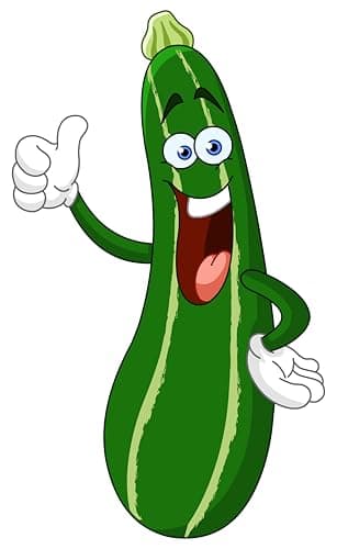 Zucchini Cartoon Size 2" or 4" or 6” Genuine Vinyl Sticker Decal - Graphic - Auto, Wall, Laptop, Cell, Truck Sticker for Windows, Cars, Truck (4 Inch)
