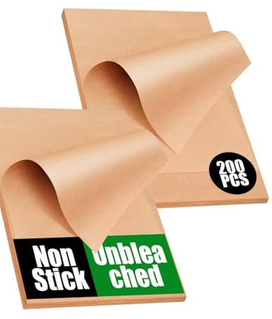 200 PCS Unbleached Parchment Paper Sheets for Baking 12x16 Inches, Non-Stick and Non-Toxic Pre-cut Parchment Sheets for Oven, Cooking, Grilling, Air Fryer and Steaming - Fit for Half Sheet Pans