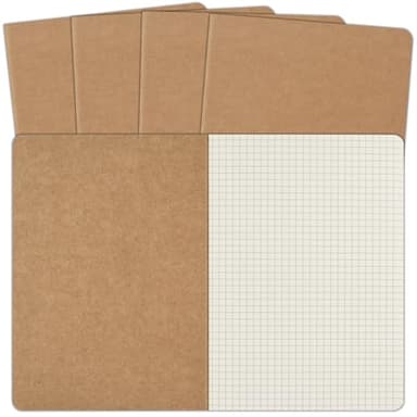 ZCZN 5 Pack A5 Kraft Notebooks Bulk, 8.15x5.5 Inches Graph Paper Journaling Notebooks, Notebooks for Work, Composition Notebooks for School, Journal Notebooks for Office, 60 Pages