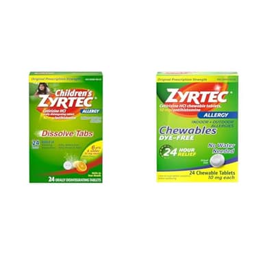 Zyrtec Children's Allergy 24HR Dissolving Citrus Tablets 24HR Allergy Relief Chewable Tablets Bundle, 24 ct Each