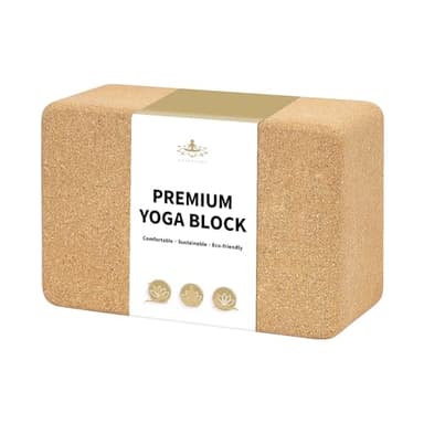 Hatha Yoga Cork Yoga Block, Natural Cork from Portuguese, Premium Brick 9"x6"x3", Eco-Friendly Yoga Accessories for Yoga, Pilates & Stretching