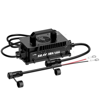 LiTime 58.4V 18A Lithium Battery Charger for 48V (51.2V) LiFePO4 Battery,IP65 Waterproof,AC-DC Smart Charger for Golf cart, Electric Outboard, Boat and Home