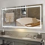 ExBrite 60 x 28 Inch Bathroom Mirror with Light Dimmable LED Mirror for Bathroom, Bathroom Vanity Mirror with Anti-Fog, Memory, 3 Colors, Lighted Bathroom Mirror with Night Light