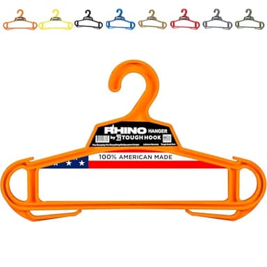 Rhino Tough Hook Heavy Duty Clothes Hangers – USA-Made Military Grade Coat Hanger for Body Armor – 200-lb Capacity Suit Hangers – The Everyday for Everything, The Indestructible Hanger, 1 Orange