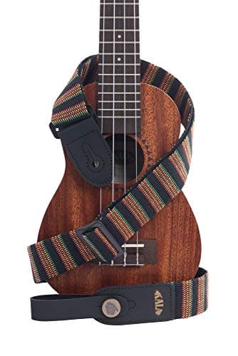 Kala Handmade Ukulele Strap, Adjustable 31-55" strap, Handmade in Brazil, Durable Rastafarian Stripe Pattern