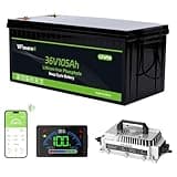 VPauexii 36V Lithium Battery Golf Cart,36V 105Ah Golf Cart Batteries,with 25A Charger,Built-in 200A BMS,6000+ Cycles,Mobile Bluetooth APP,Peak Current 1000A,Max 7.68kW Power Output,for Golf Carts