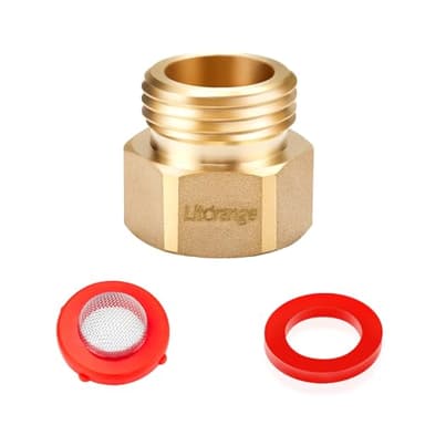 Litorange 1 Pack Lead-Free Hose Bib Adapter, 1-1/16" Fine Thread Female x 3/4 GHT Male Backflow Preventer Adapter with Washers for U.S. Standard Arrowhead Hose Bibs & Vacuum Breaker Faucet Fitting