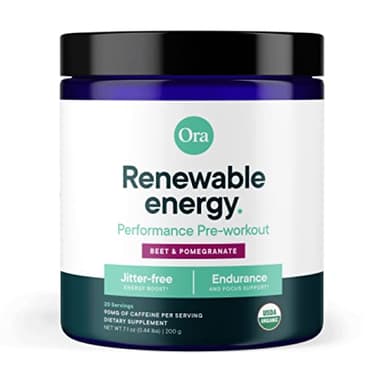 Ora Organic Pre Workout Powder for Men and Women Berry Beet Flavor- Vegan Certified Organic, Soy-Free, Dairy-Free, Gluten-Free- Provides Jitter-Free Energy Boost for Women & Men, 20 Servings