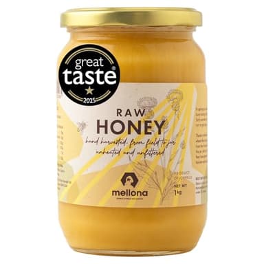 Mellona 100% Raw Honey Unfiltered, Natural Creamy Golden Honey Raw Unprocessed, Unheated & Unfiltered(1KG)