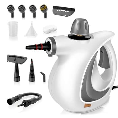 Pressurized Handheld Steam Cleaner for home with 12pcs Accessories & Safety Lock – Multi-Surface Natural Deep Steamer for Cleaning Car, Furniture, Floor, Upholstery, Tile, Grout, Windows(dark gray)