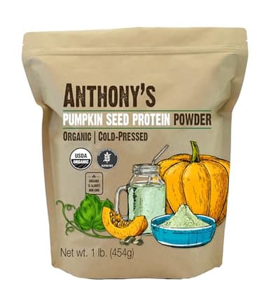 Anthony's Organic Pumpkin Seed Protein Powder, 1lb, Gluten Free, Non GMO, Unflavored, Plant-Based Protein