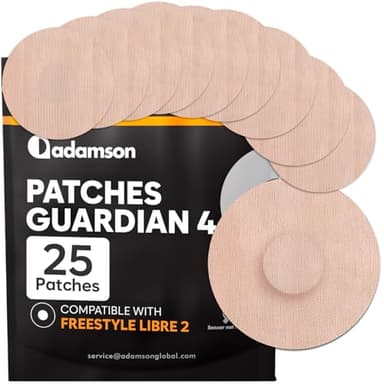 Adamson Guardian 4 Sensor Patches (25-Pack) - Waterproof, Long-Lasting Adhesive - Guardian 4 Sensor Cover Patch - Hypoallergenic & Skin-Friendly - Compatible with Freestyle Libre 2 - PAC2