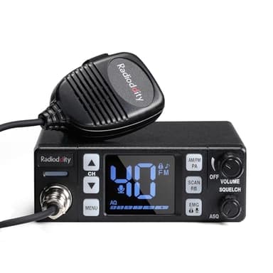 Radioddity CB-606 CB Radio, 40 Channel Mobile CB Radio with AM/FM/PA Modes, 2.2’’ LCD Screen, Instant Channel 9/19, VOX, Roger Beep, TOT, ASQ/SQ, for Off-Road Adventure