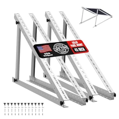 Solar Panel Mount Brackets, 2 Sets 45 inch Adjustable with Foldable Tilt Legs, Suitable for 2-4pcs 180 200 300 400 500 Watt Solar Panel for Roof, RV, Boat, and Off-Grid