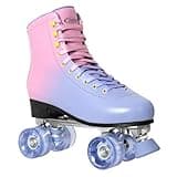 Nattork Roller Skates for Women Men,Gradient Purple Pink High-top PU Leather Roller Skates with 4 Shiny Wheel,Outdoor Indoor Quad Skates for Adults