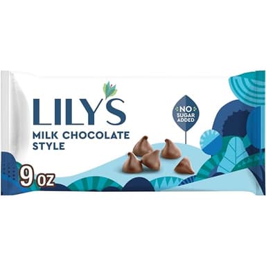 LILY'S Milk Chocolate Style No Sugar Added, Baking Chips Bag, 9 oz
