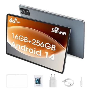 CWOWDEFU Tablet with SIM Card Slot,10-inch Tablet Android 14,4G LTE Tablets and Phone (Make Calls),16GB RAM,256GB ROM (TF up to 1 TB),GSM Unlocked,Phablet,6000 mAh,GPS,Octa-Core(Grey)