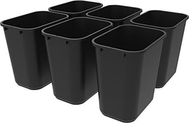 Storex 7 Gallon Trash Can, Gray, 6-Pack Black