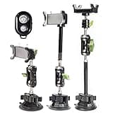 leepiya Car Phone Mount Video Recording Universal Magic Arm Suction Car Phone Holder Mount Windshield Window Glass Dashboard Vlog Shooting Car Phone Mount for All Smartphones & Cars