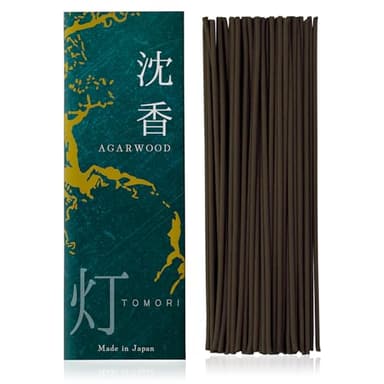 Agarwood Premium Japanese Incense Sticks 60sticks Coreless Low Smoke Natural Charcoal Free Non Toxic Temple Kyoto Aroma Aromatherapy Meditation Calming Stress Relief Relaxation Yoga Zen TOMORI