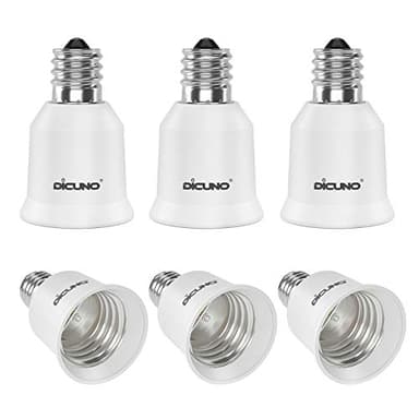 DiCUNO E17 to E26 Adapter, Intermediate E17 Socket to Standard E26 Socket Converter, LED Light Bulb Converter, Max Wattage 200W, 200℃ Heat Resistant (6-Pack)