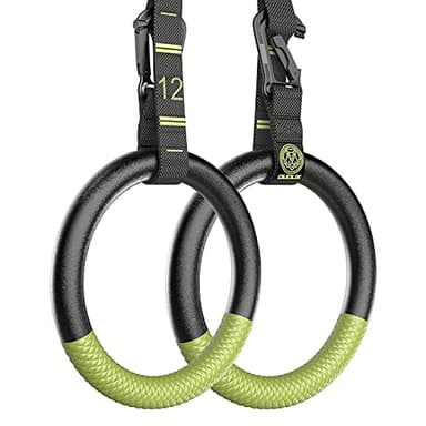 QUOLIX Gymnastic Rings & Olympic Rings with Adjustable Straps, Non-Slip Pull Up Rings with Straps, 1300lbs Exercise Rings for Home, Gymnastics Rings for Home Gym, Workout, Exercise, Calisthenic