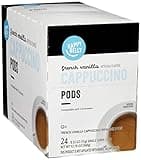 Amazon Brand - Happy Belly Cappuccino Coffee Pods Light Roast Compatible with 2.0 K-Cup Brewers, French Vanilla Flavored, 24 Count, 1.5 pound (Pack of 1)