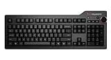 Das Keyboard 4 Root Wired Mechanical Keyboard, Cherry MX Blue Mechanical Switches, 2-Port USB 2.0 Hub, Laser Etched Keycaps, Volume Knob, Aluminum Top (104 Keys, Black)