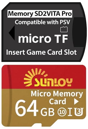 PS Vita Memory Card SD2Vita 6.0 Adapter with 64GB Micro SD Card, High Speed microSDXC UHS-I Flash Memory Card with PSVita SD Card Adapter for PSV 1000/2000 PSTV FW 3.60 HENkaku Enso System