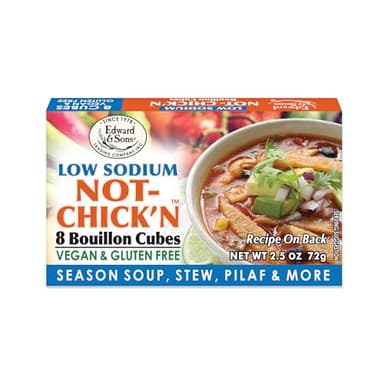 Edward & Sons Low Sodium Vegan Chicken Bouillon Cubes - Vegan Broth Cubes, Gluten Free, No Trans Fat, Use in Soups, Stews and Pilafs (8 of Each) - Pack of 12