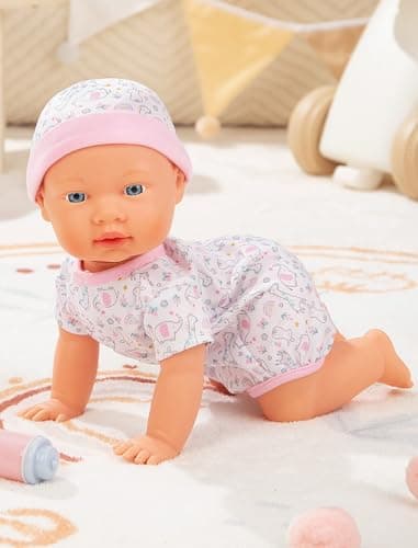 Mother Love Crawling Baby Doll,Interactive Baby Dolls with Sounds and Movements,with Feeding Toy, for 3+ Year Old Girls and Boys Gifts, Pretend Play