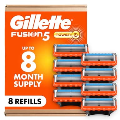 Gillette Fusion5 Power Razor Blades for Men, 5-Blade Razor Refills, 8 Count