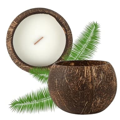 Restaurantware Coconut Shell Candle - 1 Soy Wax Candle 3.94 x 3.94 x 2.76 Inches - Handmade Decorative Candle Bowl with Wooden Wick - Small Brown Scented Candle