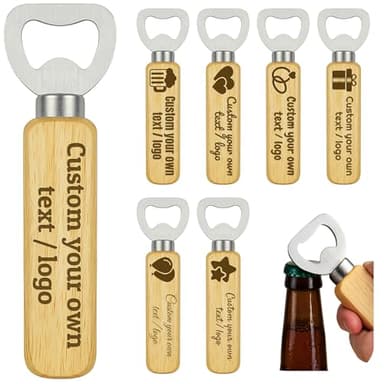20-100PCS Custom Wood Bottle Openers – Personalized Laser Engraved Logo/Text for Wedding, Bar, Events, Gifts – Bulk Beer Openers with Wooden Handle for Party, Guests, Brewery, Promotions