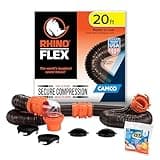 Camco RhinoFLEX 20-Ft Camper/RV Sewer Hose Kit - Features Clear Elbow Fitting w/Removable 4-in-1 Adapter - Connects to 3” Slip or 3”/3.5”/4” NPT Threaded Sewer Connection (39742)