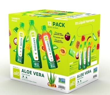 ALO Aloe Vera Juice | 16.9 fl oz, Pack of 12 | 3-Flavor Variety Pack | ALLURE, COMFORT, EXPOSED Plant-Based Drink